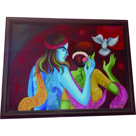 Radha Krishna Love Hand Painted Art 