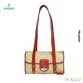 Ecstatic Leather with Sitalpati hand Bags with handle (Red)