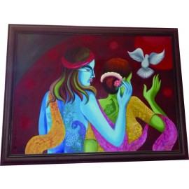 Radha Krishna Love Hand Painted Art 