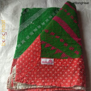 Hand woven Pure Cotton Kantha for Babies (RED & Green)